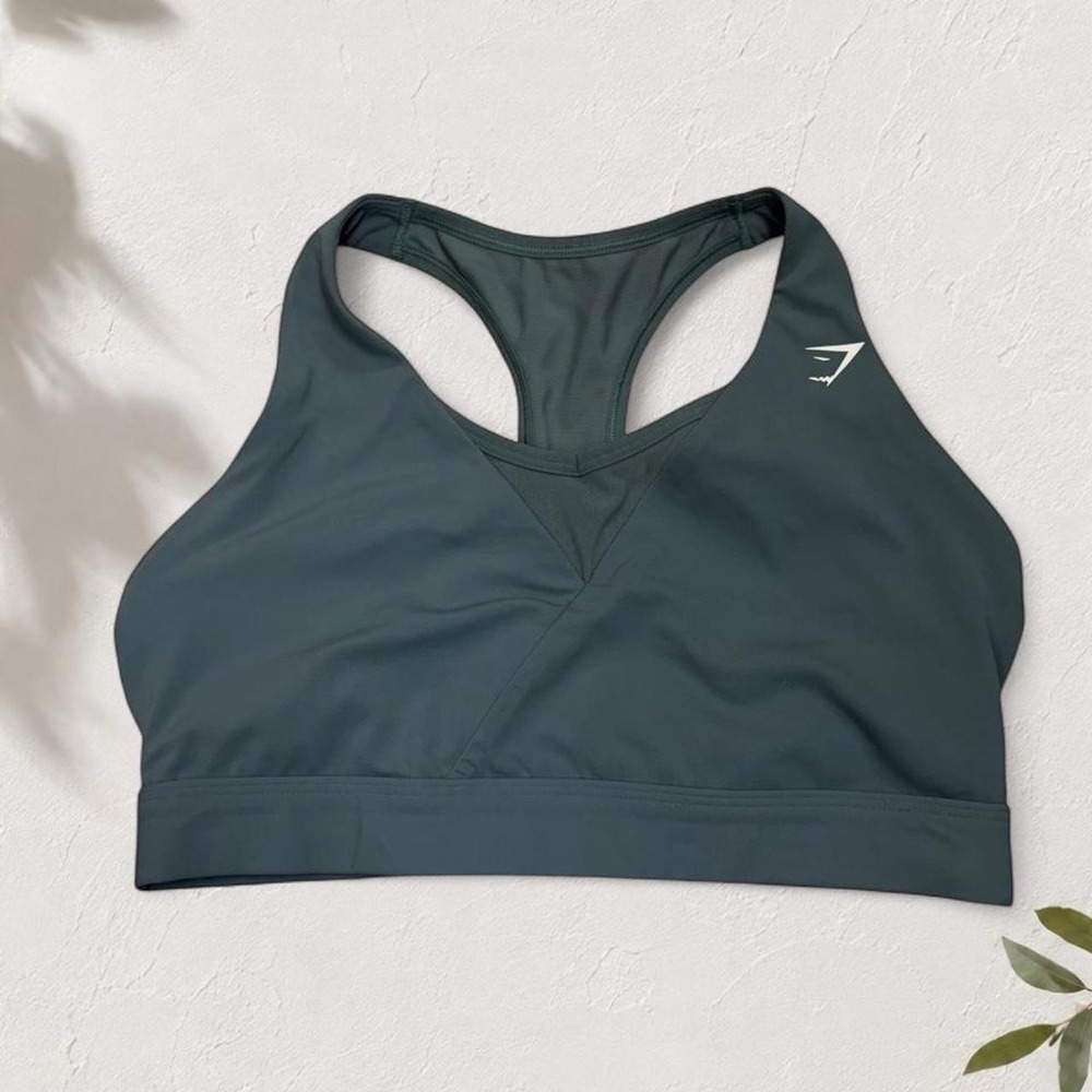 Gymshark Dark Blue Green Racerback Mesh Activewear Sports Bra Size L B4A9K